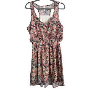 Xhilaration Pink Pattern Leopard Print Dress Womens Size L Juniors GUC